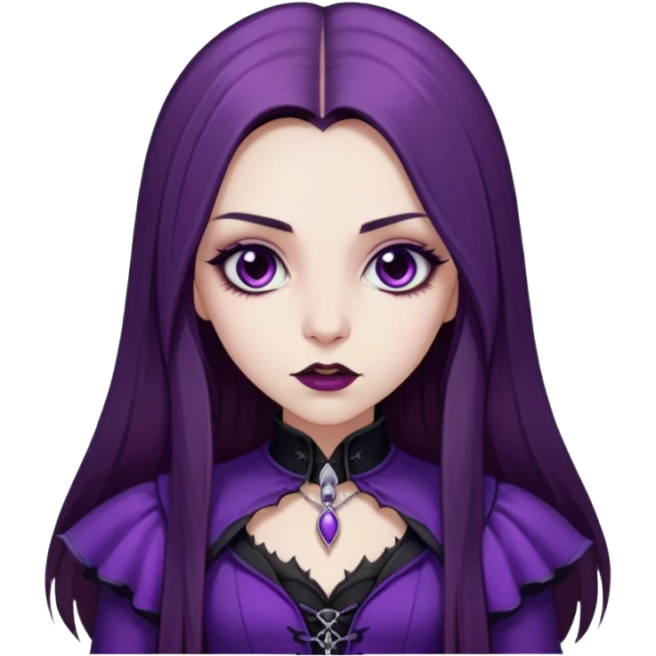 girl with long straight brown hair pale vampire in purple whimsigothic outfit emoji
