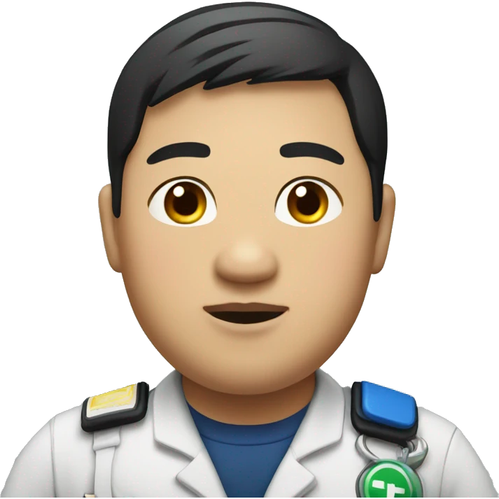 Fat male Asian paramedic with short black hair emoji