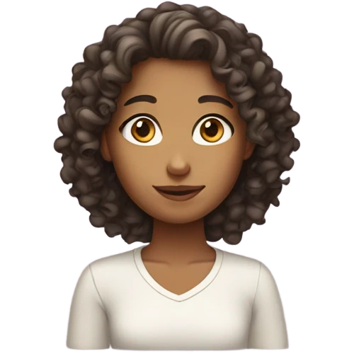 curly girl with tanned skin emoji