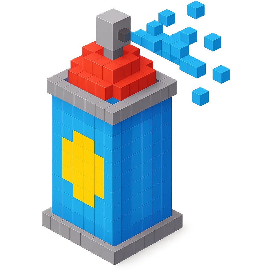 voxel style isometric spray paint can, blue color emoji