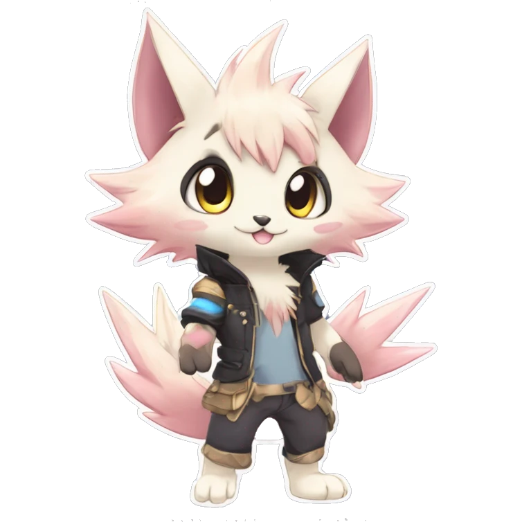 Anthro Scalie Spiky Cool Edgy Magical Shiny Colorful Pastel Sparkle Kemono-style Chibi Fantasy-Animal-Fakémon-Pokémon-Hybrid Fur Sona Aesthetic Full Body emoji