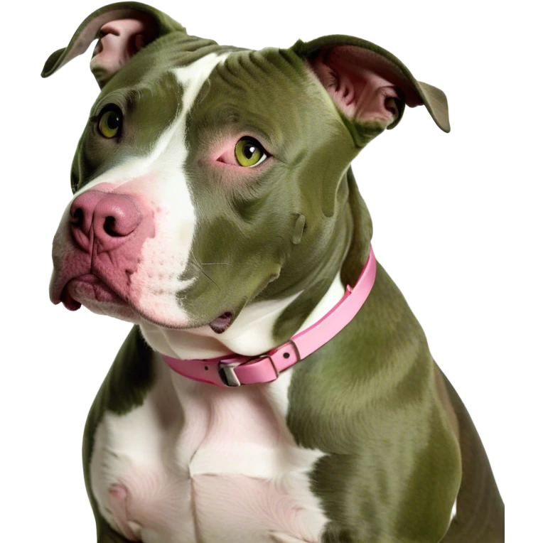 Gray and white pit bull white strip down to a pink nose  emoji