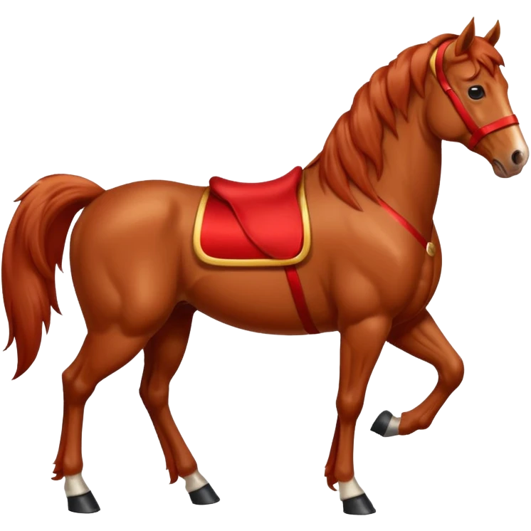 Christmas red horse with a full-length emoji