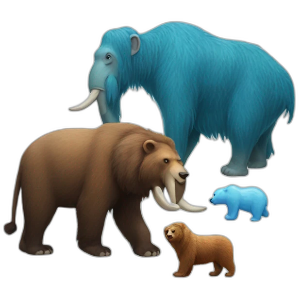 azure mammoth with dog and bear emoji