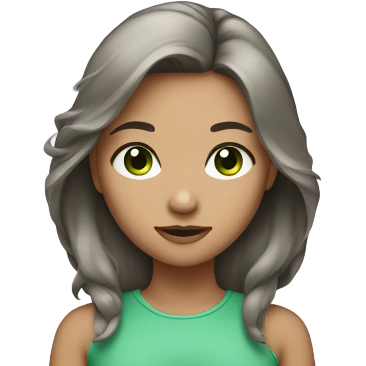 girl with brown and gray hair and green eyes emoji
