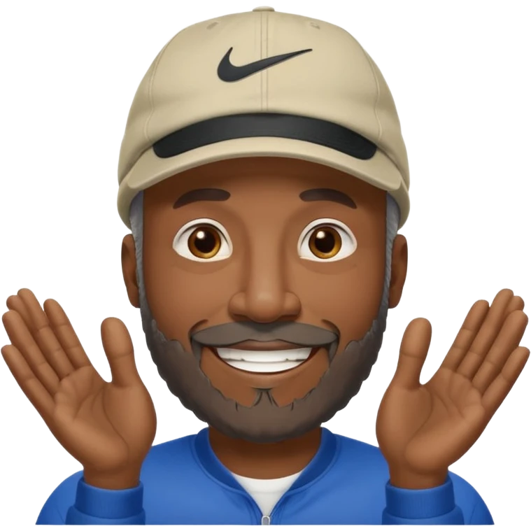 OLDER BLACK MAN WITH LOW CUT BEARD AND A NIKE HAT SAYING WHO CARES?! MOTIONING HANDS  emoji