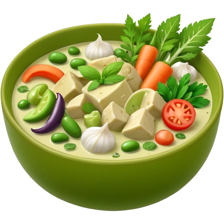 Thai green curry in a green bowl emoji