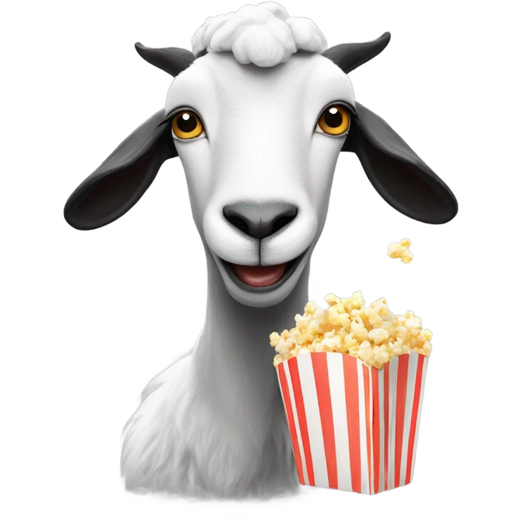 Black and white goat eating popcorn  emoji