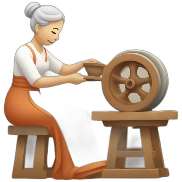 pottery wheel in front of a lady emoji