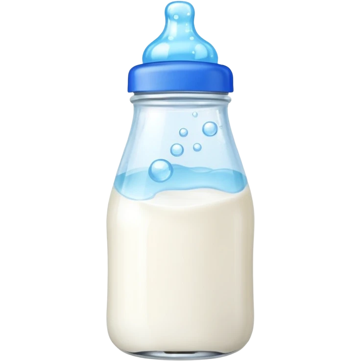 baby Milk bottle with blue cap and bubbles emoji