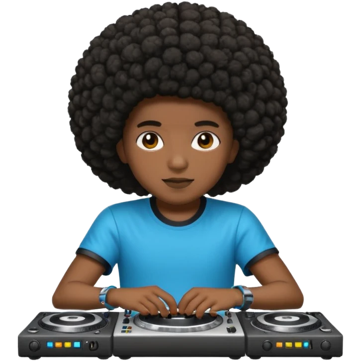 A black person with afro short hair DJ emoji