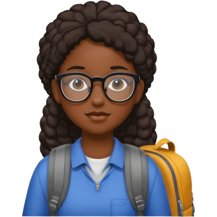 student black girl wearing glasses with backpack emoji