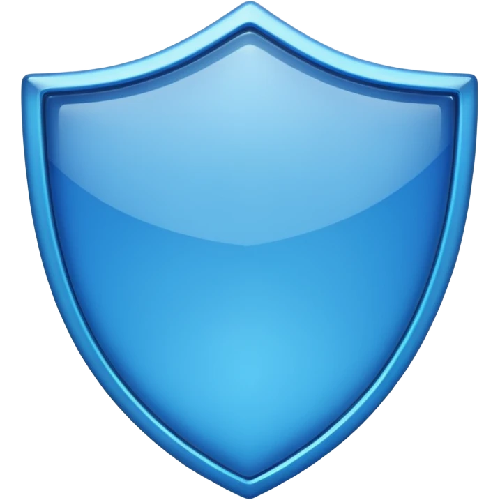 Apply a vibrant, glass-glossy blue apple effect to the shield shape, keeping the shield shape intact with no symbols or sword, in apple emoji style. emoji