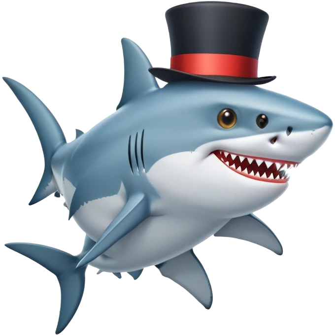 Shark with a top hat emoji