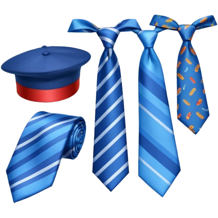 Blue nect ties and hats emoji