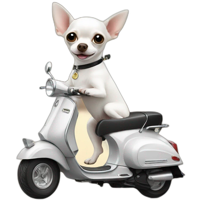 white chihuahua on vespa emoji