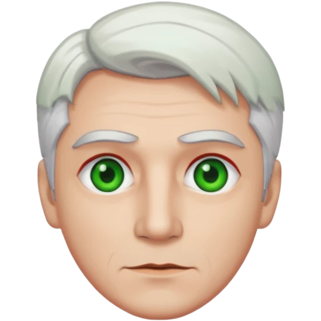 A man with red eye, brown eyebrow, hair white and green like a leeks emoji