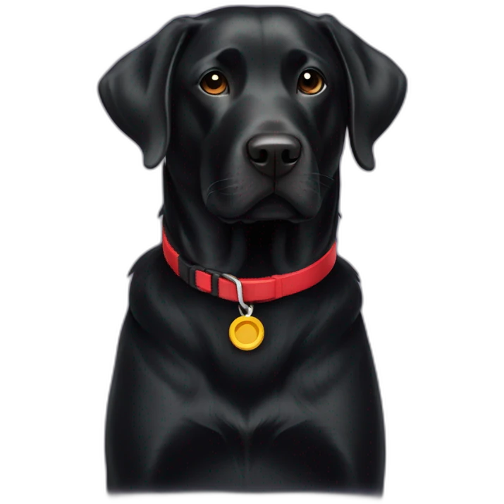 Black Labrador with a red collar emoji