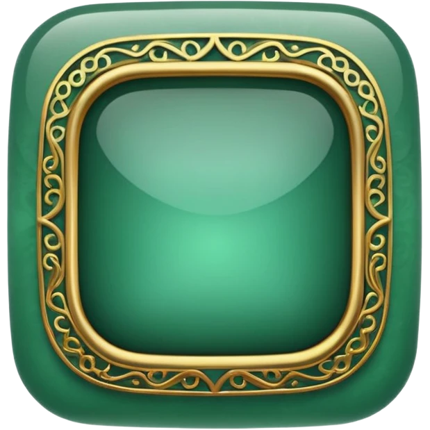 Jade and gold filigree style rounded square icon button emoji