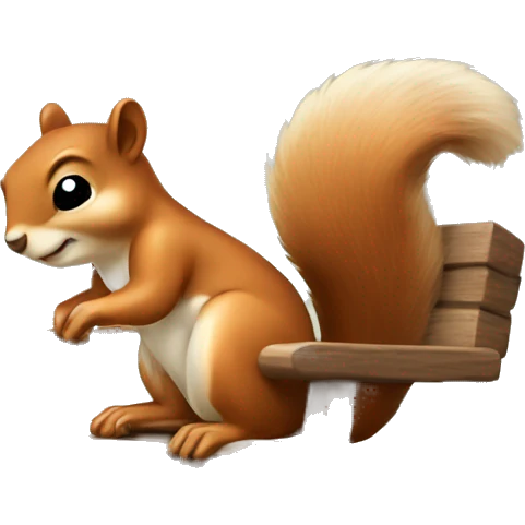 squirrel sitting and sleeping on wooden chair emoji