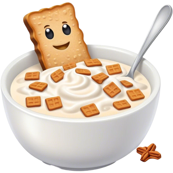 Yogurt with cinnamon toast crunch cereal emoji