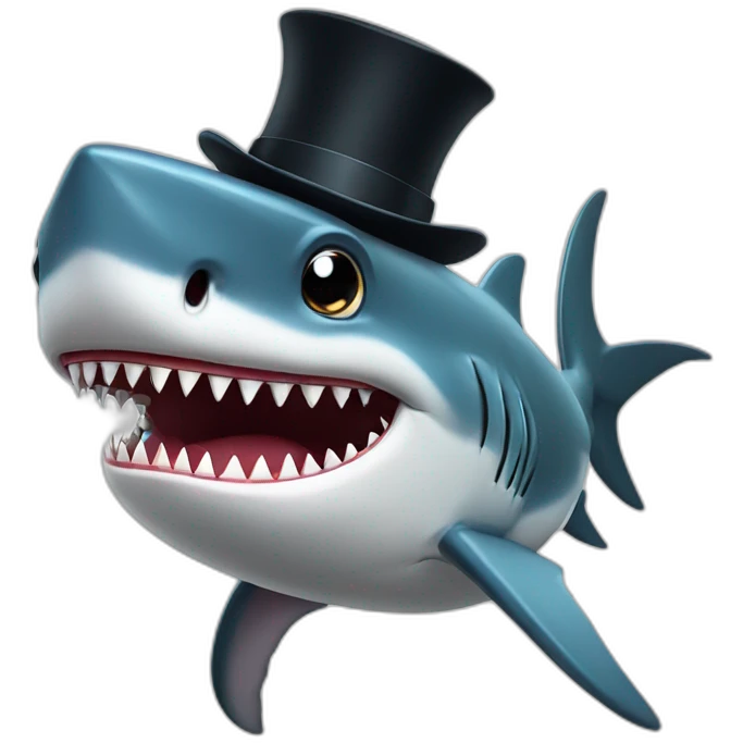 Shark with a top hat emoji