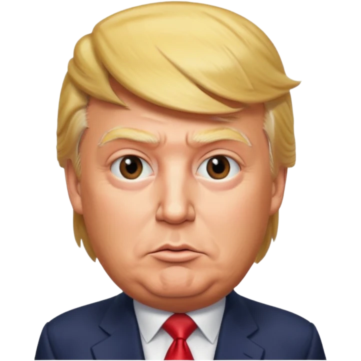 Donald Trump, 4K photo-realistic, round face, extremely lifelike skin and features, polished finish, sly and foxy expression, clean background, indistinguishable from a real picture emoji