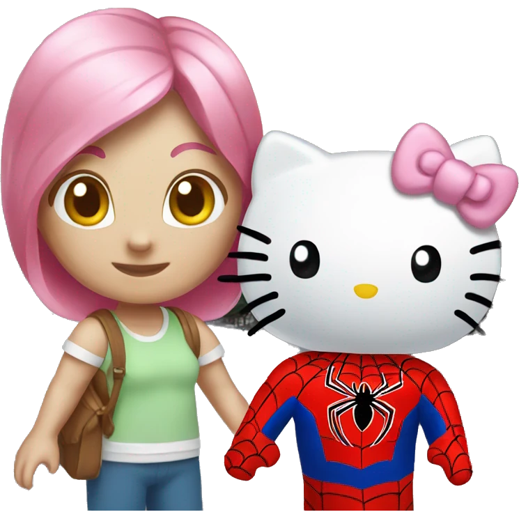Hellokitty with spiderman emoji