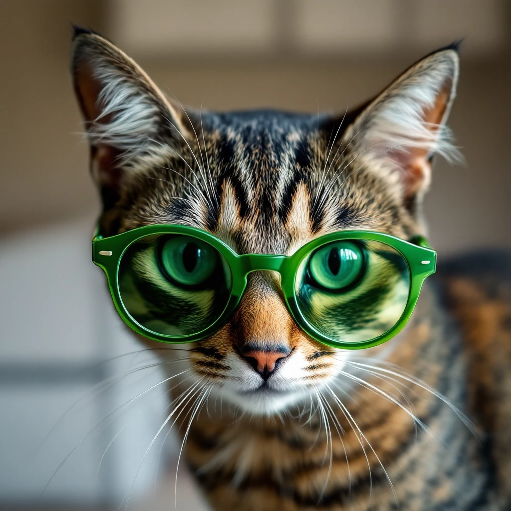 A cat with green glasses emoji