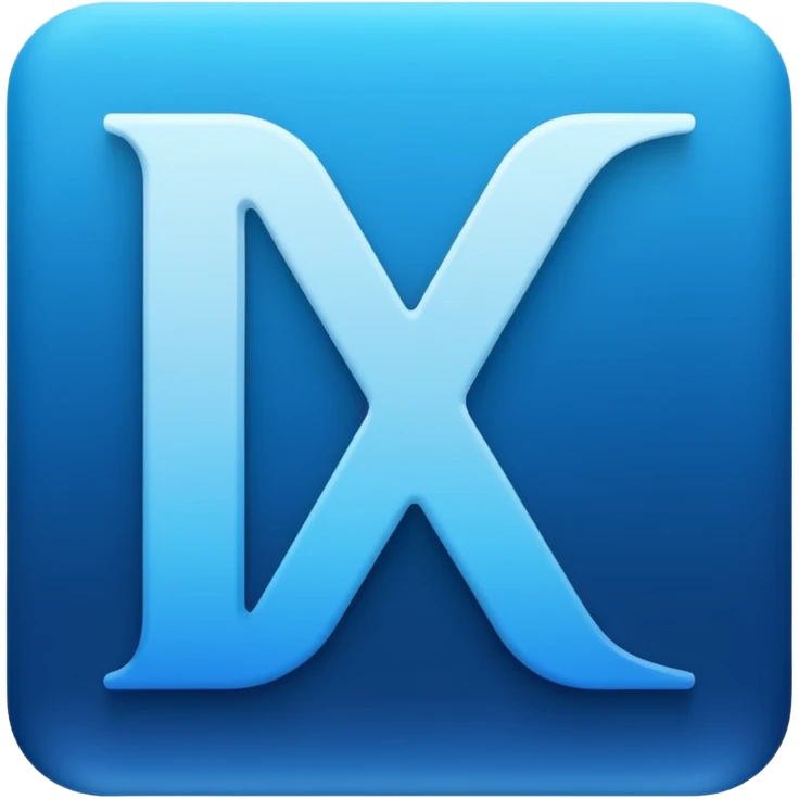 Emoji-style icon of 'DBC' in bold uppercase letters, blue gradient colors, modern and minimal design, tech/gaming aesthetic, transparent background emoji