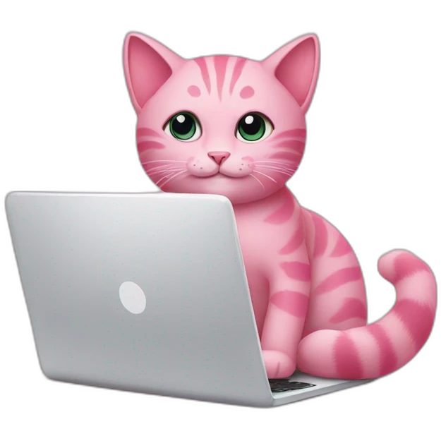 pink cat and laptop emoji