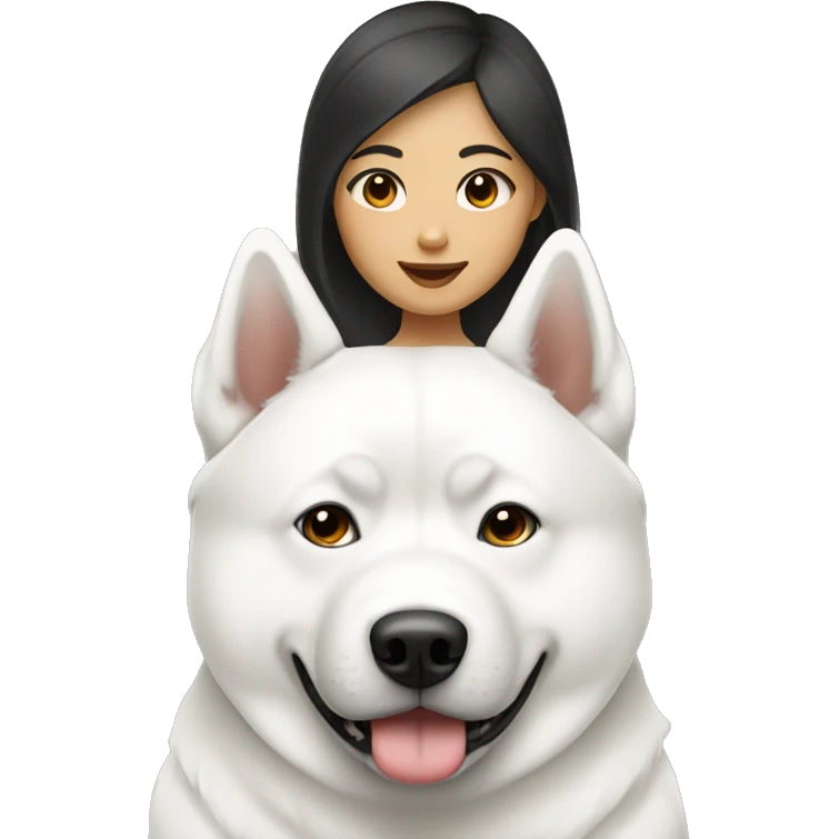 Asian girl with white Akita  emoji