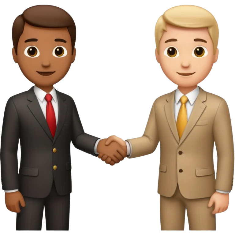 Businessman handshake, iOS emoji style, apple emoji design, clean and simple, no text emoji