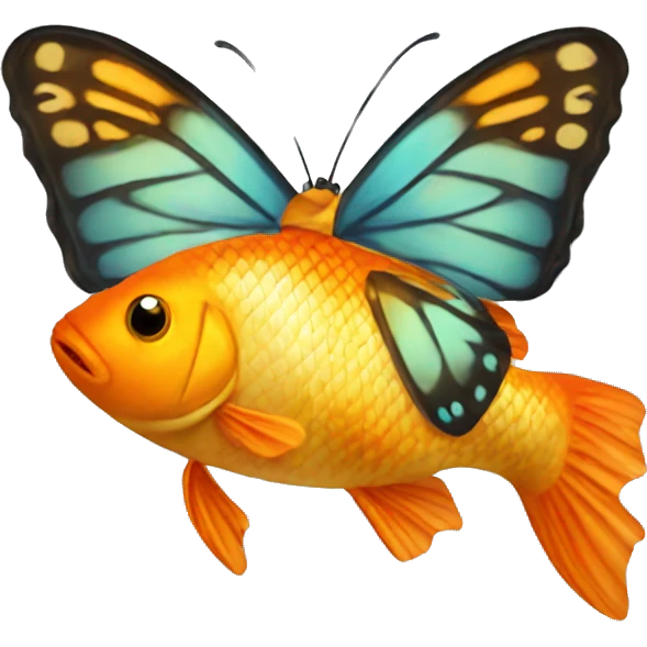butterfly with goldfish emoji