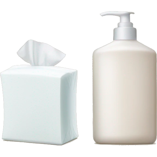 tissue box covered in lotion next to a bottle of lotion emoji