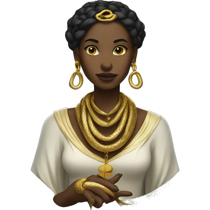 Priestess with golden snake worn as jewelry  emoji
