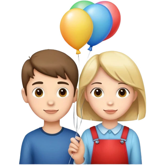 Boy and girl with balloons  emoji
