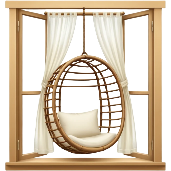 Window with hanging Chair + curtain, Apartment Windows. emoji