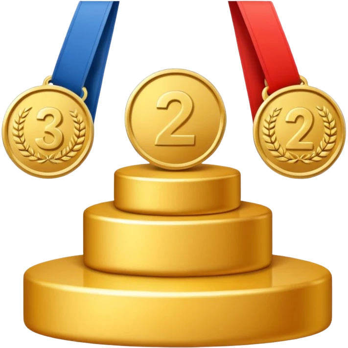 Podium with only two place, write 1st and 2nd emoji