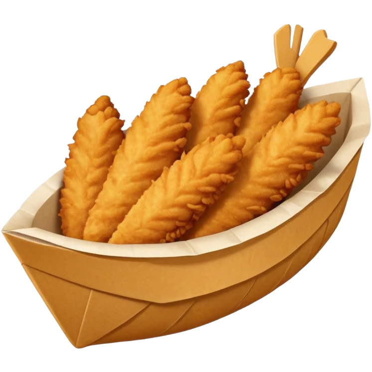 5 breaded chicken tenders in a paper food boat  emoji