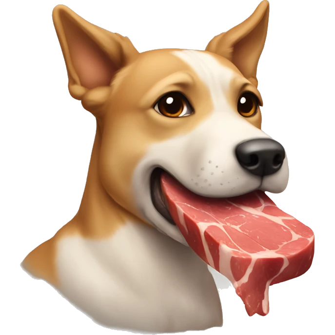 Perro comiendo carne emoji