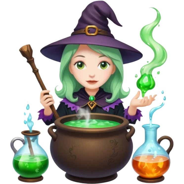 green witch cooking potion emoji
