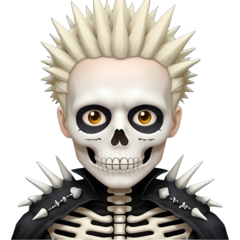 spiky hair guy with skeleton makeup emoji