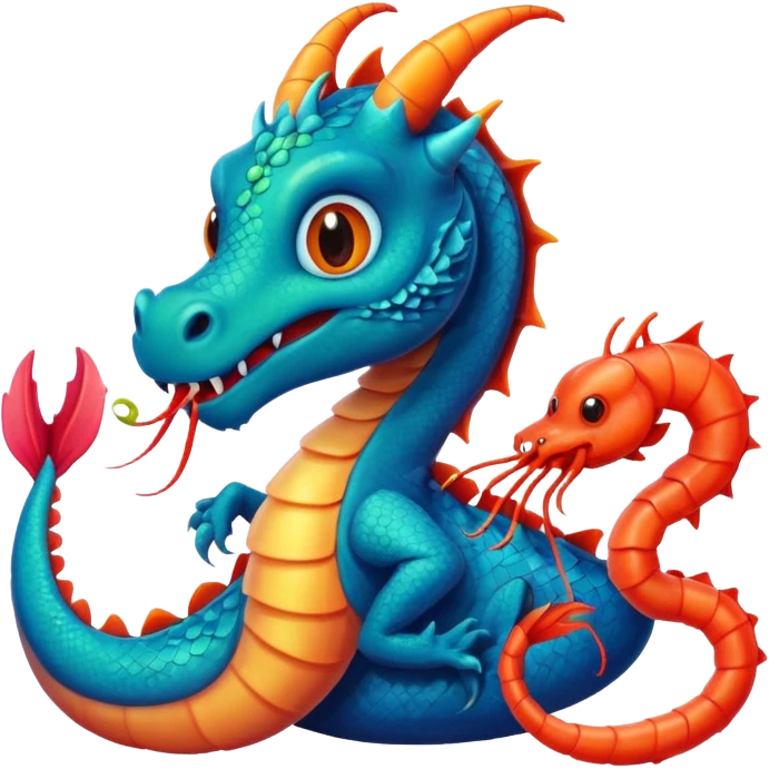 a dragon and a shrimp are friends emoji