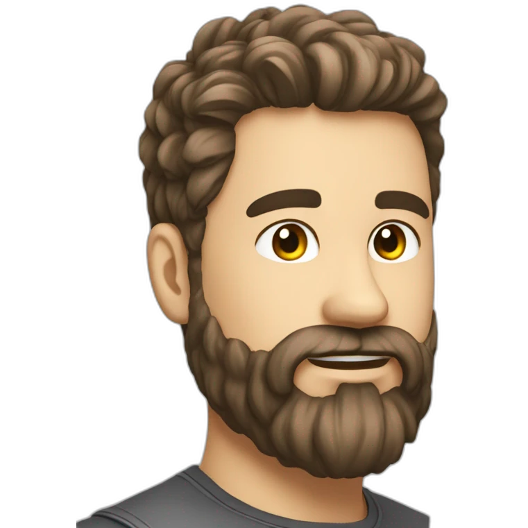 A man designing design on laptop white good hairstyle and white skin texture with beard emoji