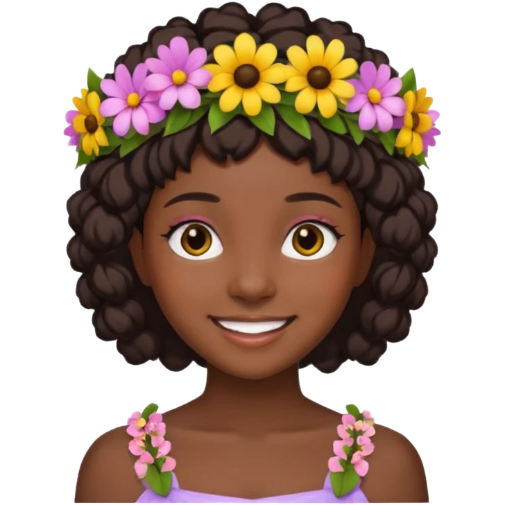 black girl with flower crowns emoji