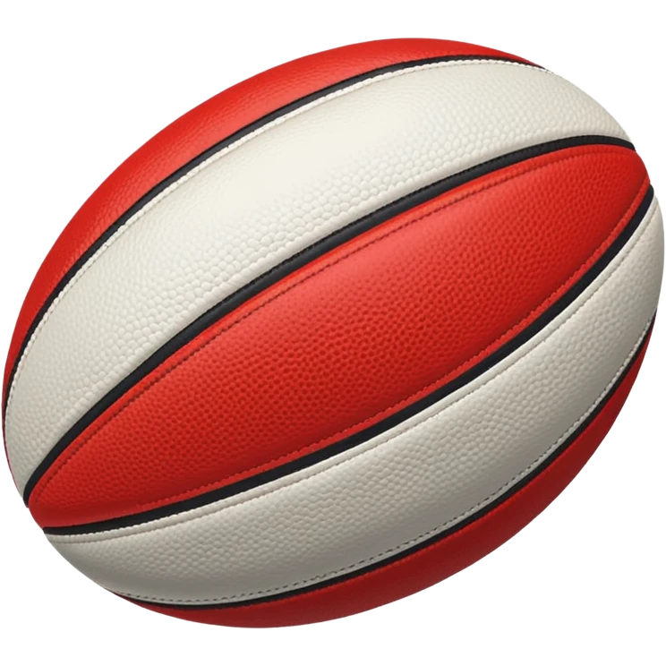australian rules football ball with equal sized horizontal black, red, white, stripes emoji