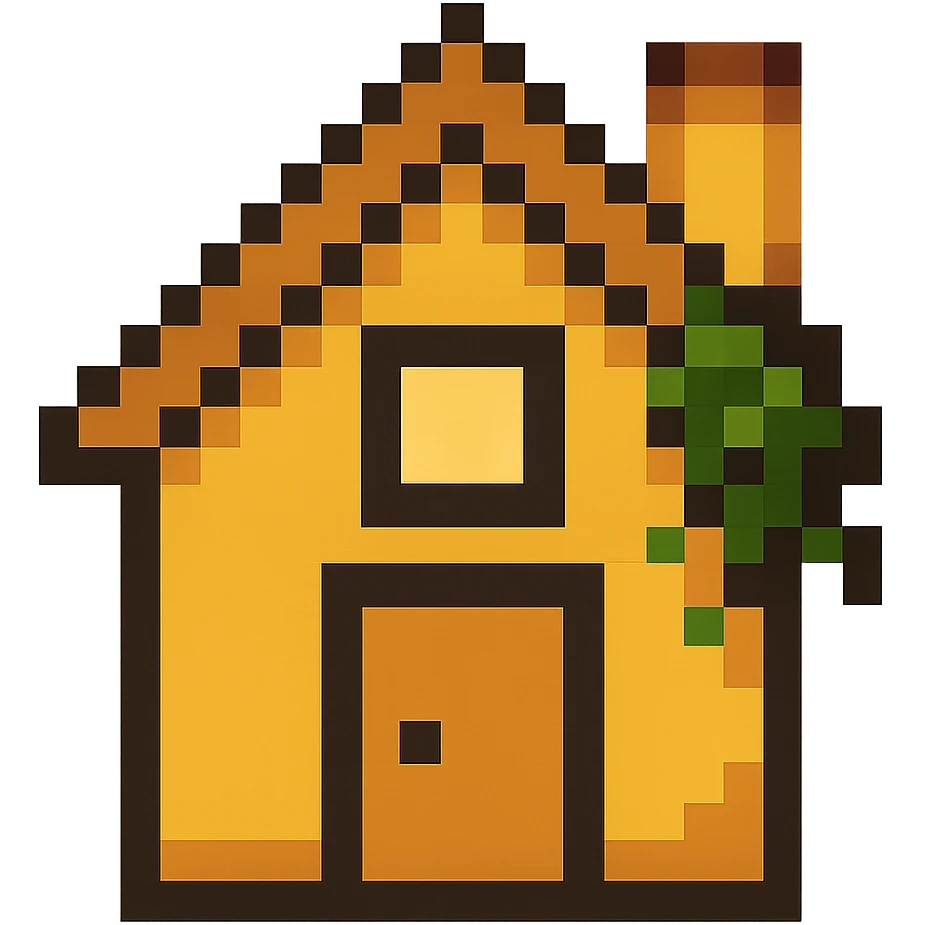minimal house, pixel-art, yellow emoji