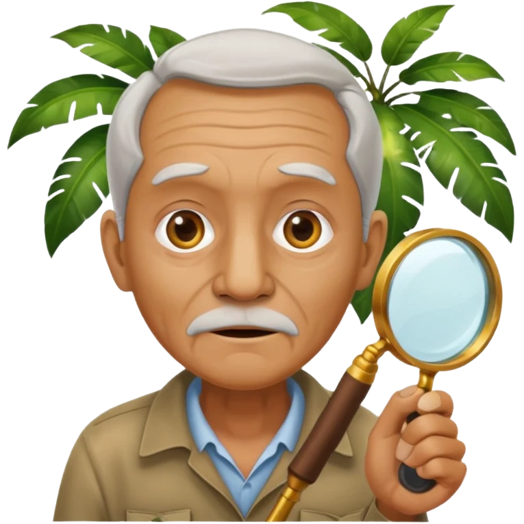 an old with jungle and magnifying glass emoji