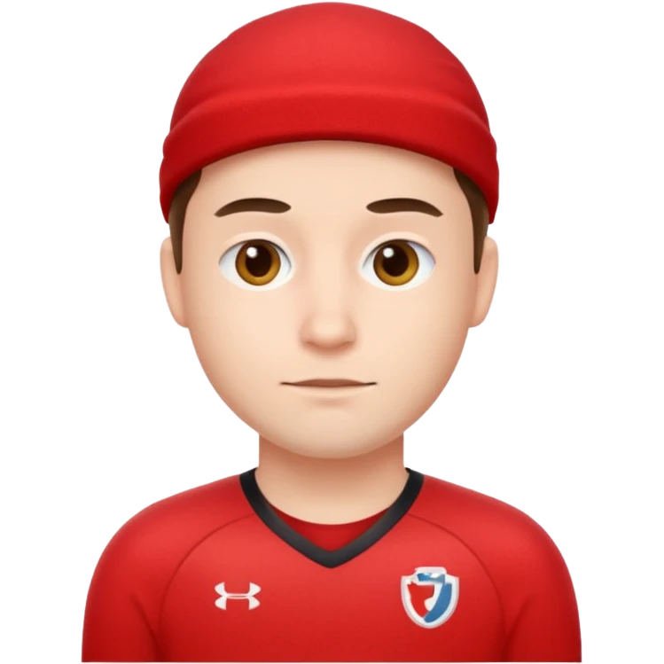 Man wearing a extra small red jersey emoji